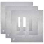 Elite Series 2-Gang 4.68 in. H x 4.73 in. L, Screwless Decorator Wall Plate in Brushed Silver (3-Pack)
