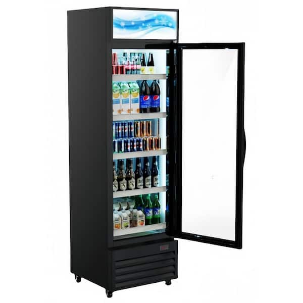 25 in. W 14.5 cu. ft. Commercial Upright Display Glass Door Beverage Refrigerator in Black