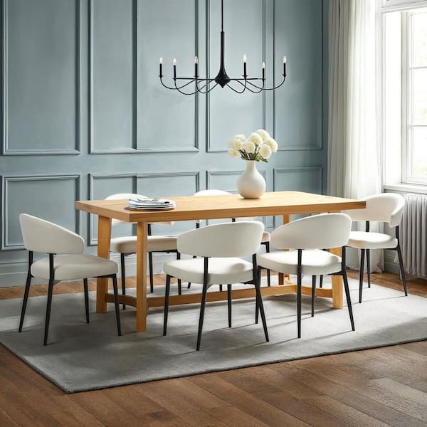 Walker Edison Furniture Company Modern Farmhouse White Oak Wood 70 in. Trestle Rectangle Dining Table (Seats 6)