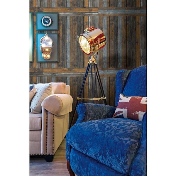 Falkirk Jura III 1/4 in. x 28 in. x 28 in. Peel Stick Charcoal Merigold Blue Faux Wood PE Foam Decorative Wall Paneling
