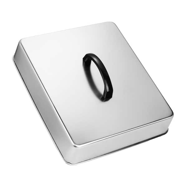 Heavy Duty Stainless Steel Basting Cover 13 in. x 12 in. Silver with Heat-Resistant Handle for Griddle and Flat To