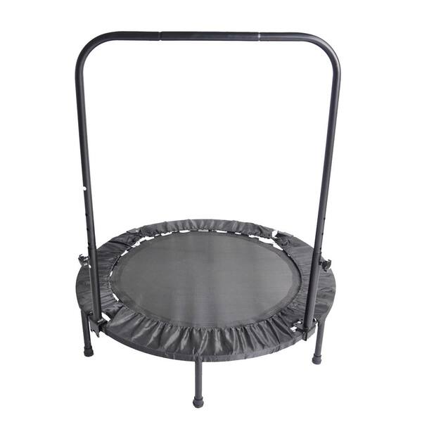 Rebounder Fitness Mini Trampoline with Adjustable Handrail Foldable 40 in 
