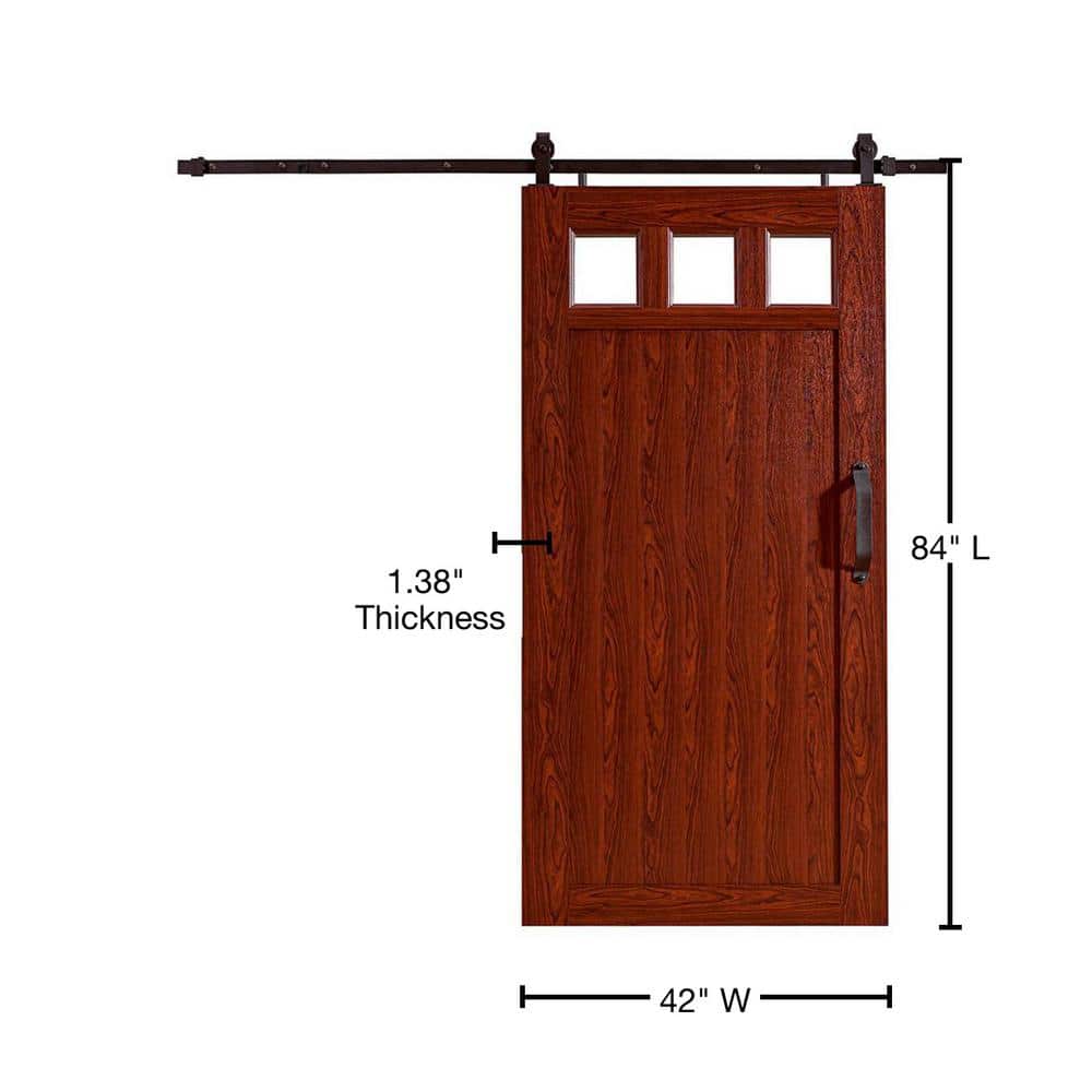 Millbrooke Cherry PVC Sliding Barn Door with Acrylic Panes