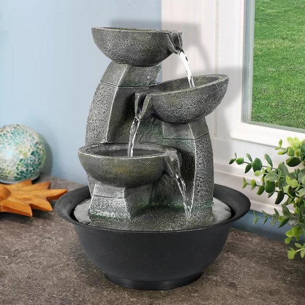 Decorative Calming Indoor Stone Fountain Table Top Water Feature Feng Shui Zen 