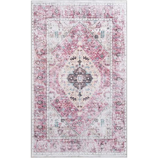 Unique Loom Yara Yash Light Coral Pink 5 ft. 1 in. x 8 ft. Area Rug