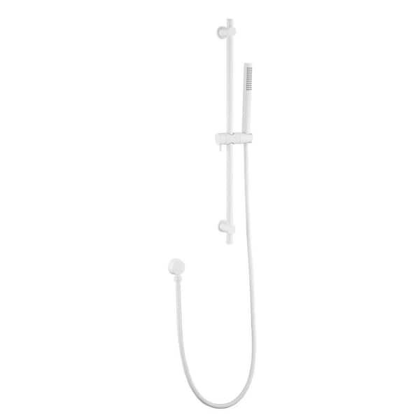 1-Spray Wall Mount Handheld Shower Head 1.8 GPM with Adjustable Slide Bar in White