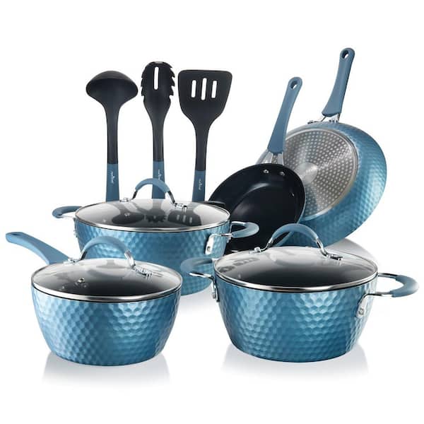 Home Kitchen 11-Piece Aluminum Cookware Set in Blue