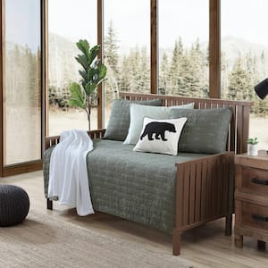 Troutdale Solid 4-Piece Green Cotton Bonus Daybed Set