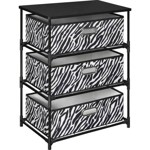 Altra Furniture 3-Bin Storage End Table in Zebra Print