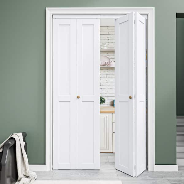 48 in. x 80 in. DIY Design 2-Panel Solid Core White Primed Composite MDF Interior Closet Bi-Fold Door with Hardware