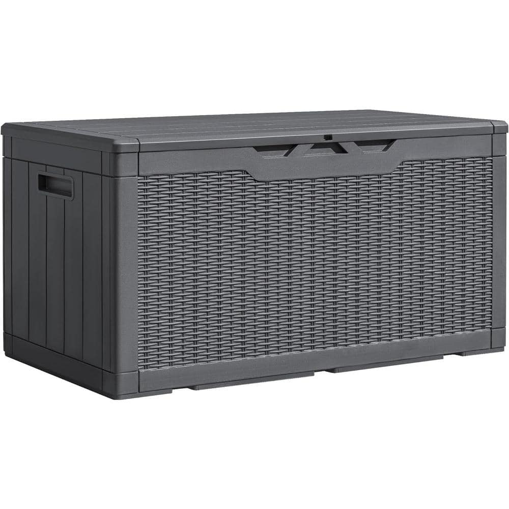 100 Gal. Gray Resin Deck Box for Patio Furniture, Garden Tools, Pool Suppli