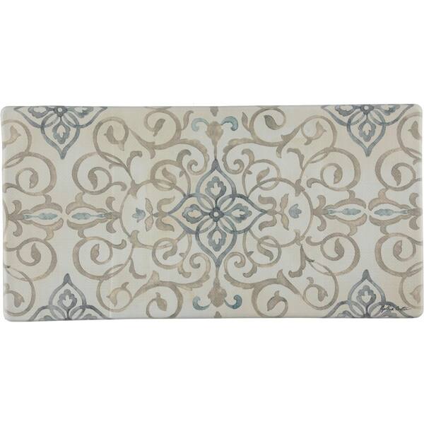 J V Textiles Rustic Medallion Cream 20 In X 39 In Anti Fatigue Kitchen Mat Cnc126 The Home Depot
