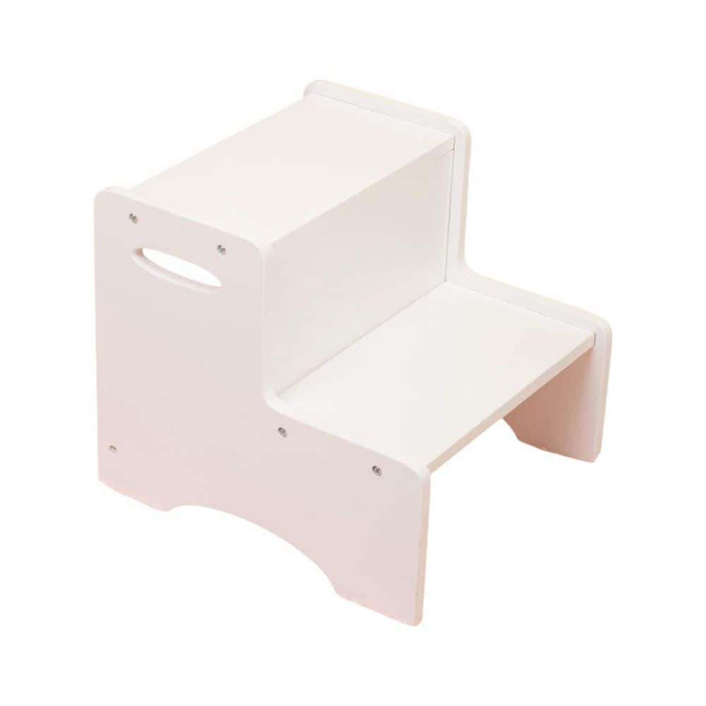 Toddler 2 Step Stool Reach with Handles White Wood Non-Slip Pads for Kids Bathroom Kitchen Dual Height price history on PriceWatchPro