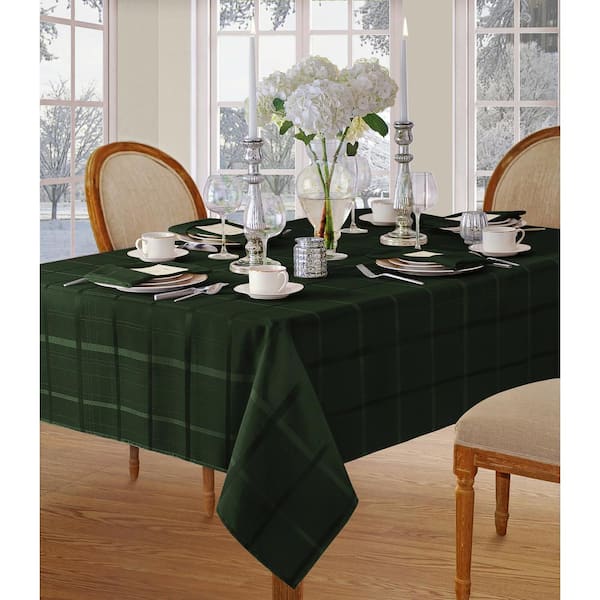 Elrene 17 in. W x 17 in. L Elegance Plaid Damask Holly Green