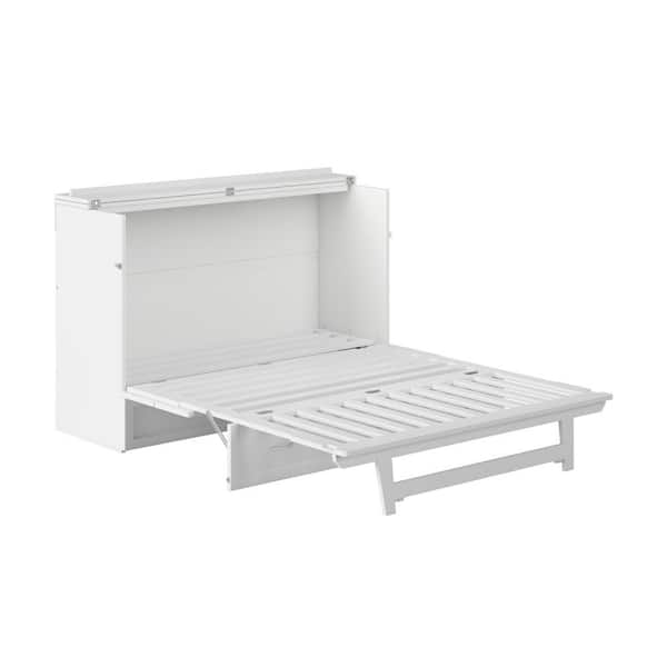 AFI Vivian White Solid Wood Frame Queen Murphy Bed Chest with Built-in Charging Station