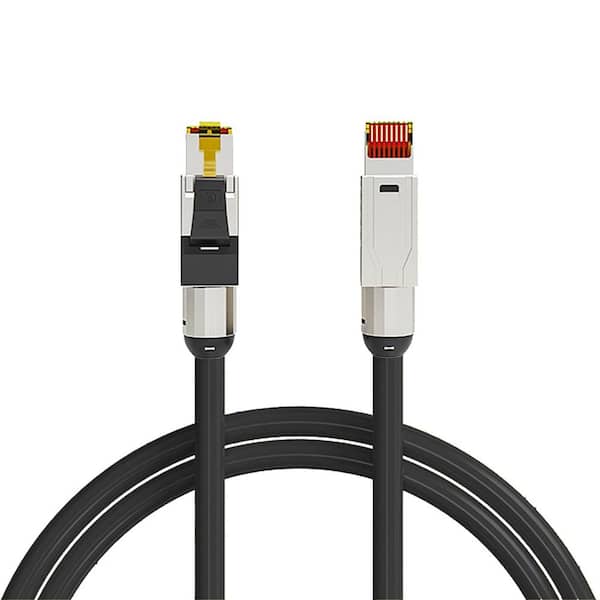Syston Cable Technology 170 ft. Black Cat 8 CMR 22 AWG Ethernet Patch Cable - 2000MHz 40GB Solid Bare Copper with Tinned Copper Braid Shielding