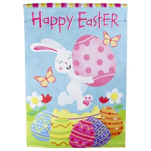 Meadow Creek Happy Easter Bunny Basket Indoor/Outdoor Garden Flag 12.5” X 18” 
