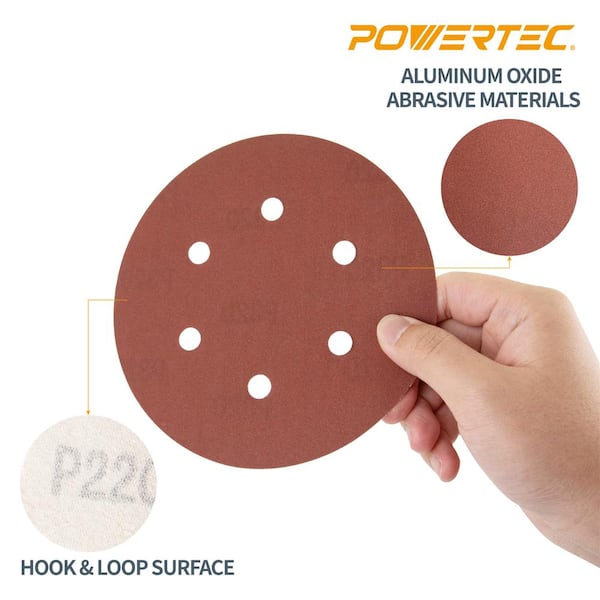 PORTER-CABLE 736011210 6-Inch Hook and Loop Extended Performance No Hole 120G Disc 10-Pack 
