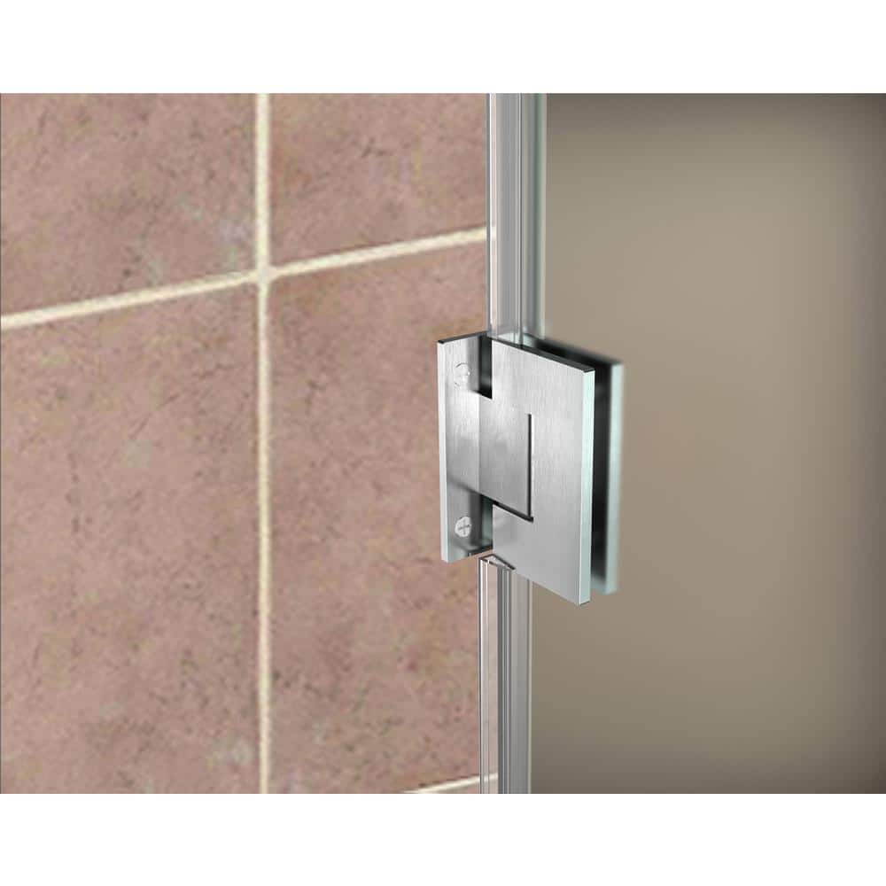 Belmore Frameless Hinged Shower Door with Frosted Glass and Stainless Steel Frame