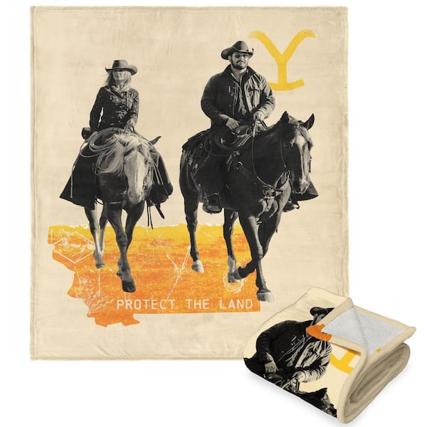 THE NORTHWEST GROUP Paramount Yellowstone Horseback Multicolor Silk Touch Sherpa Polyester Throw Blanket