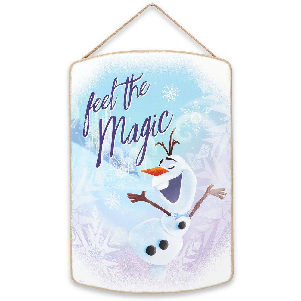Disney 14 in. Blue Frozen Feel the Magic Olaf Christmas Hanging Wood