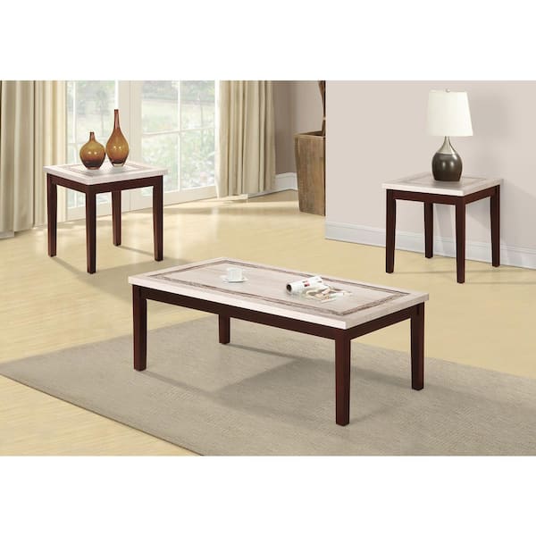 Ore 17 5 In Ivory Knox Faux Marbelized Granite Top Coffee Table Ts 612 The Home Depot