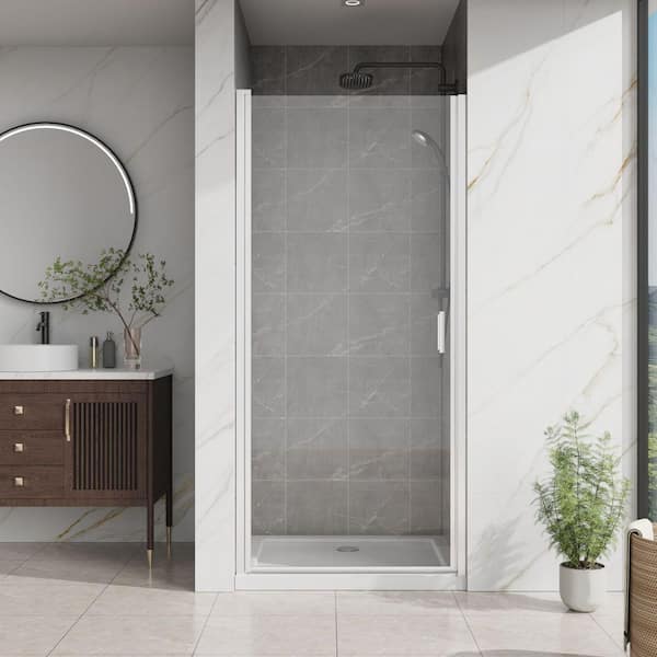 34 in. W x 72 in. H Pivot Semi-Frameless Shower Door with 1/4 inch Clear Tempered Glass in Chrome