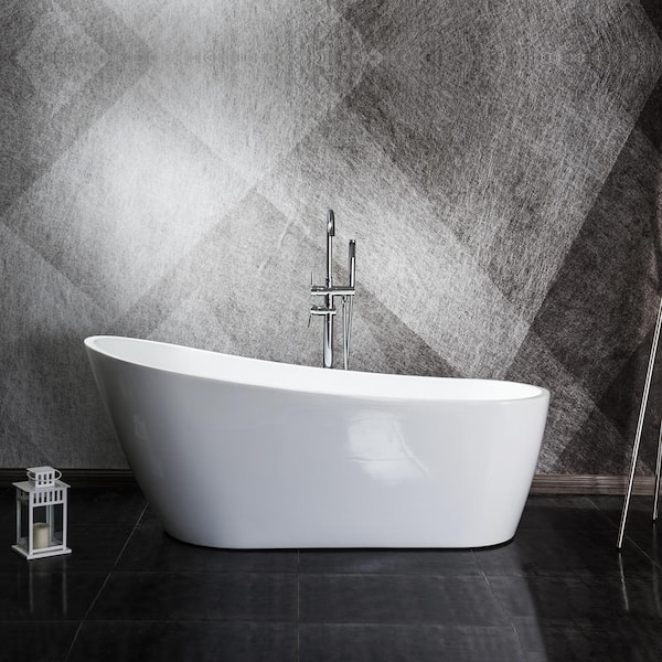 Satico 67 in. Contemporary Design Acrylic Soaking SPA Tub Non-Whirlpool Freestanding Bathtub