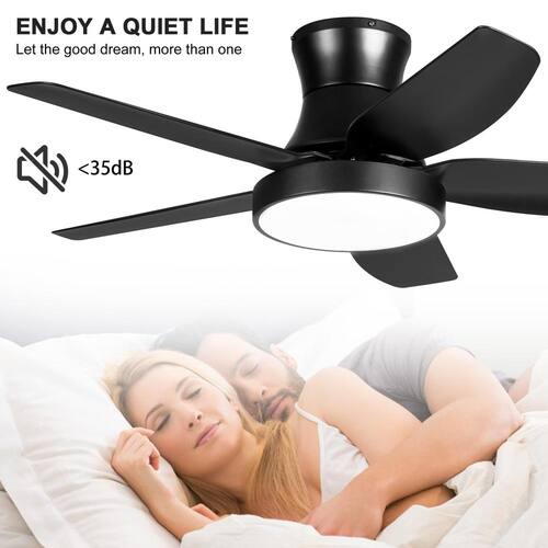 Light Pro 46 in. Integrate LED Indoor Matte Black Smart Ceiling Fan With Light And Remote Control Ceiling Fans With Lights