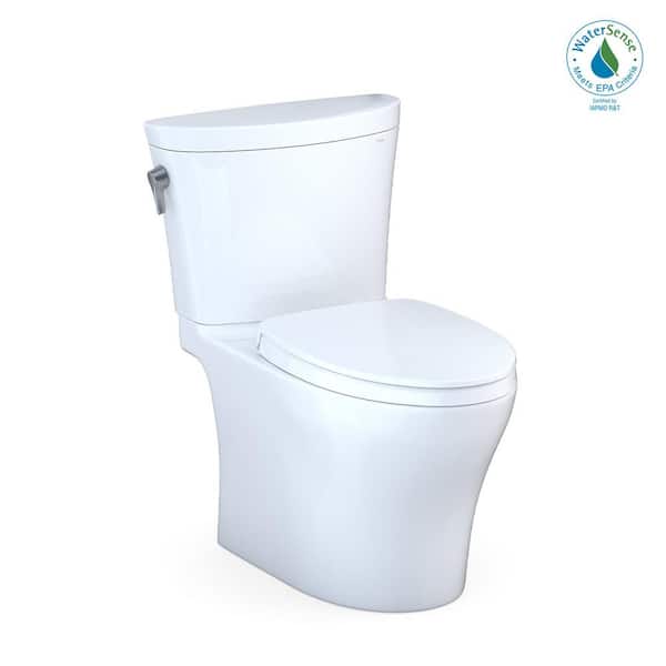 TOTO Aquia IV Arc 12 in. Rough In Two-Piece 0.9/1.28 GPF Dual Flush Elongated Toilet in Cotton White, SoftClose Seat Included