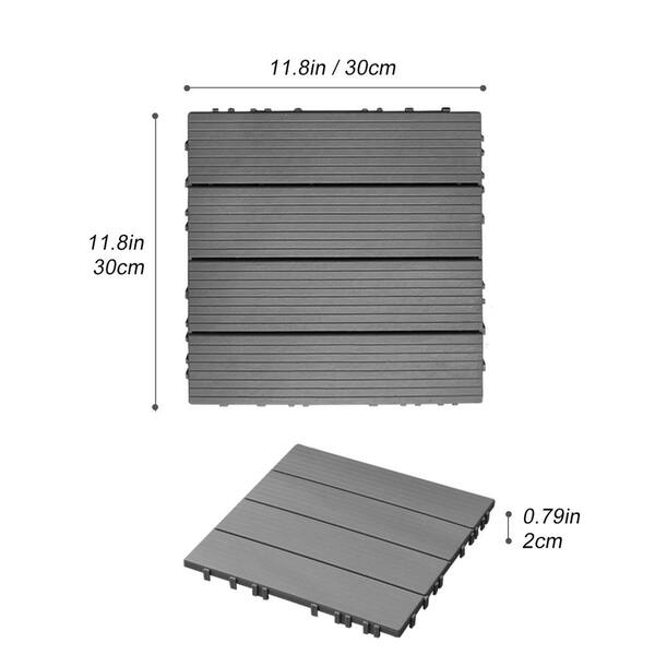 1 ft. x 1 ft. Plastic Composite Deck Tile in Dark Gray, Resist Rust, Water, Easy to DIY and Maintain(35 per Case)