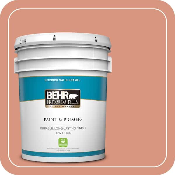 BEHR PREMIUM PLUS 5 gal. #BIC-17 Tropical Blooms Satin Enamel Low Odor Interior Paint & Primer