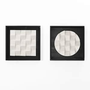 2-Piece Black Wood Frame Abstract White Wall Art Decor Set