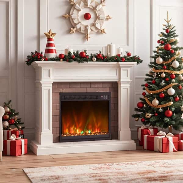 18 in. Electric Fireplace Insert with Remote Control, 8 Flame Colors Remote Timer and Thermostat