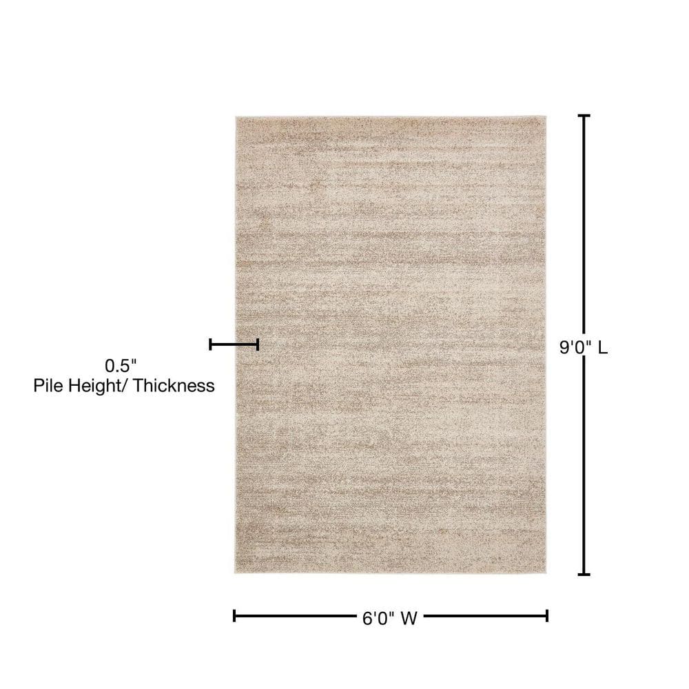 Modern Reversible Tufted Rug in Bone Beige, 6' x 9', Easy Care