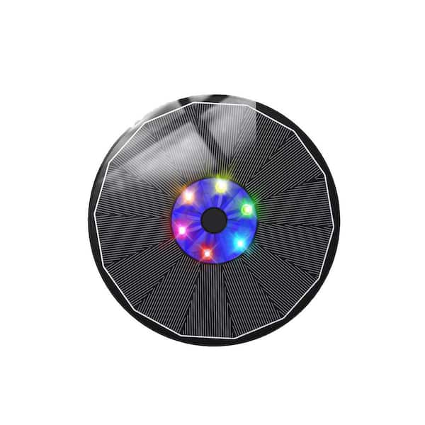 Solar Fountain 3.5W Floating Bird Bath w/ Blue Flower Upgraded Glass Panel 7 Nozzles & 4 Fixers for Garden Pond Outdoor