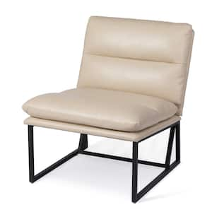 Modern Beige Thick Leatherette Accent Chair