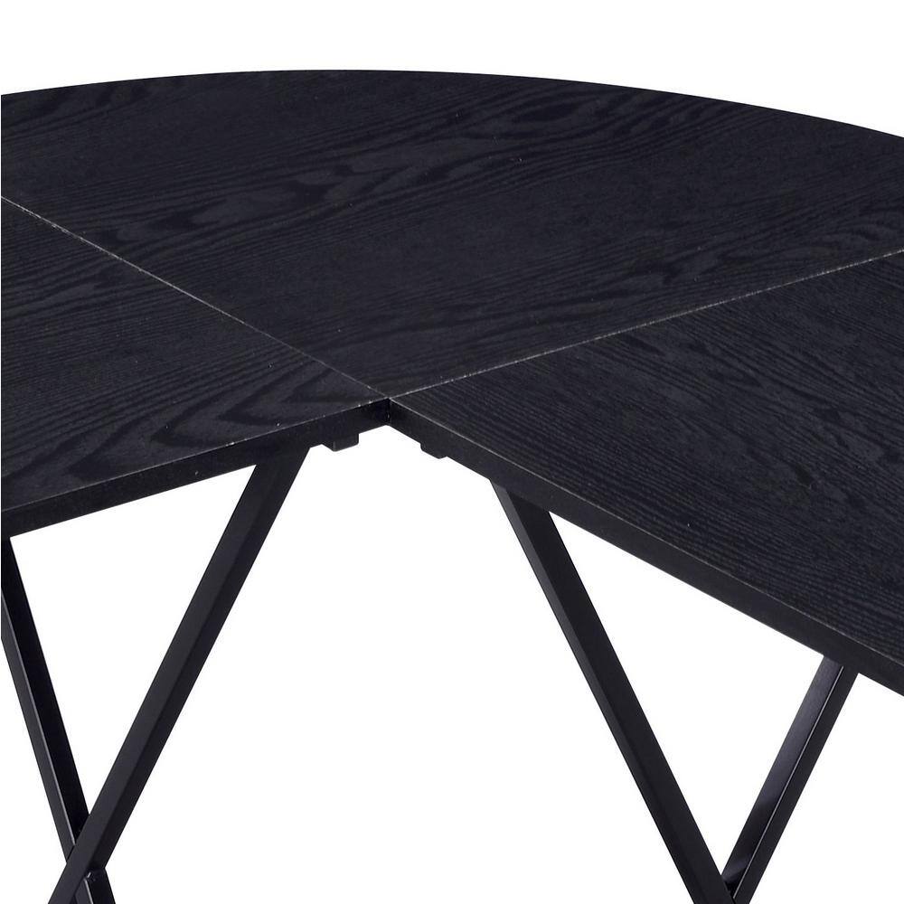 Zafiri Executive Black Wood Desk with Drawer and X-Shaped Base