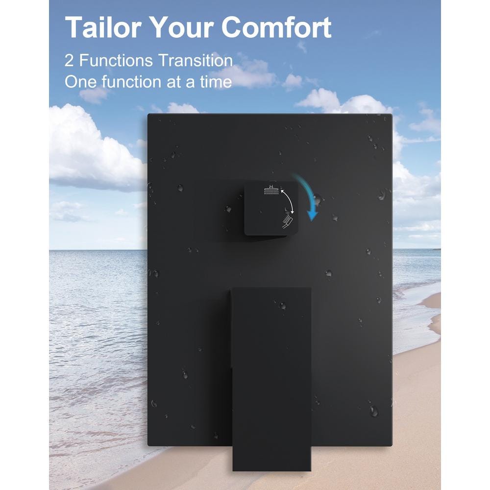 Matte Black Adjustable Rain Shower Head System with Handheld