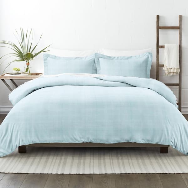 Becky Cameron Thatch Patterned Performance Aqua Twin 3-Piece Duvet Cover Set