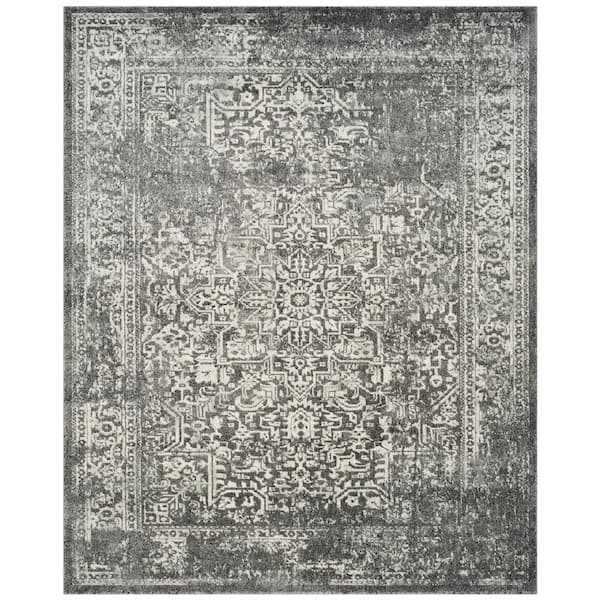 Evoke Grey/Ivory 10 ft. x 14 ft. Border Area Rug