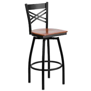 30.25 in. Black and Cherry Swivel Bar Stool