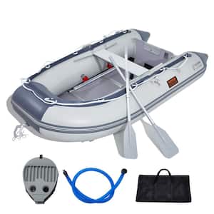 Inflatable Dinghy Boat 4-Person Sport Tender Fishing Boat with Wood Offering Ample Space for Easy Movement and Legroom