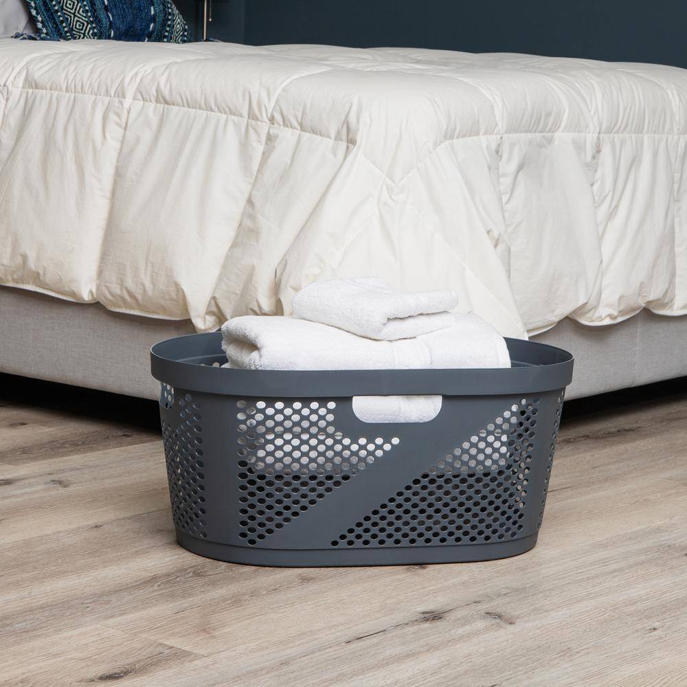 Gray Plastic Ventilated Laundry Hampers Set of 2