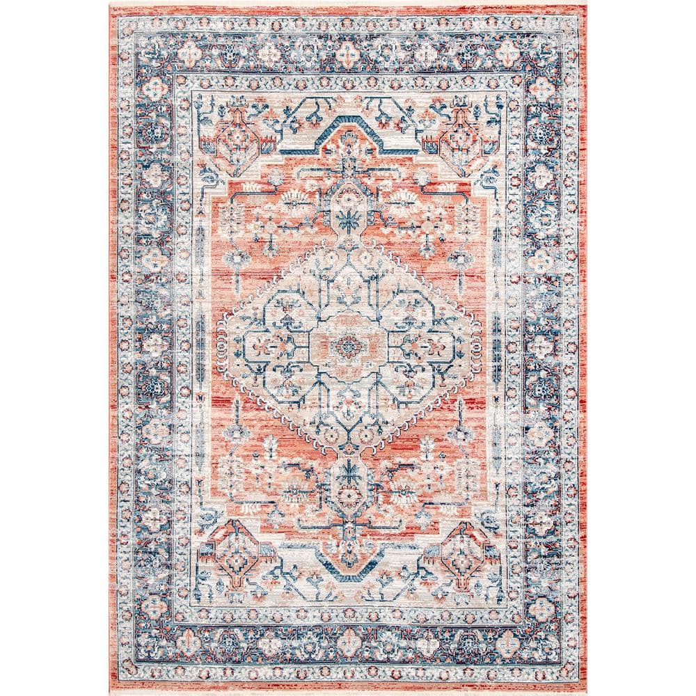 Reversible Orange Medallion 4' x 6' Synthetic Area Rug