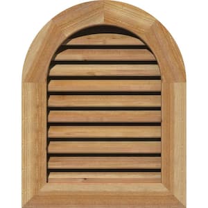 41" x 29" Round Top Unfinished Rough Sawn Western Red Cedar Wood Gable Louver Vent Functional