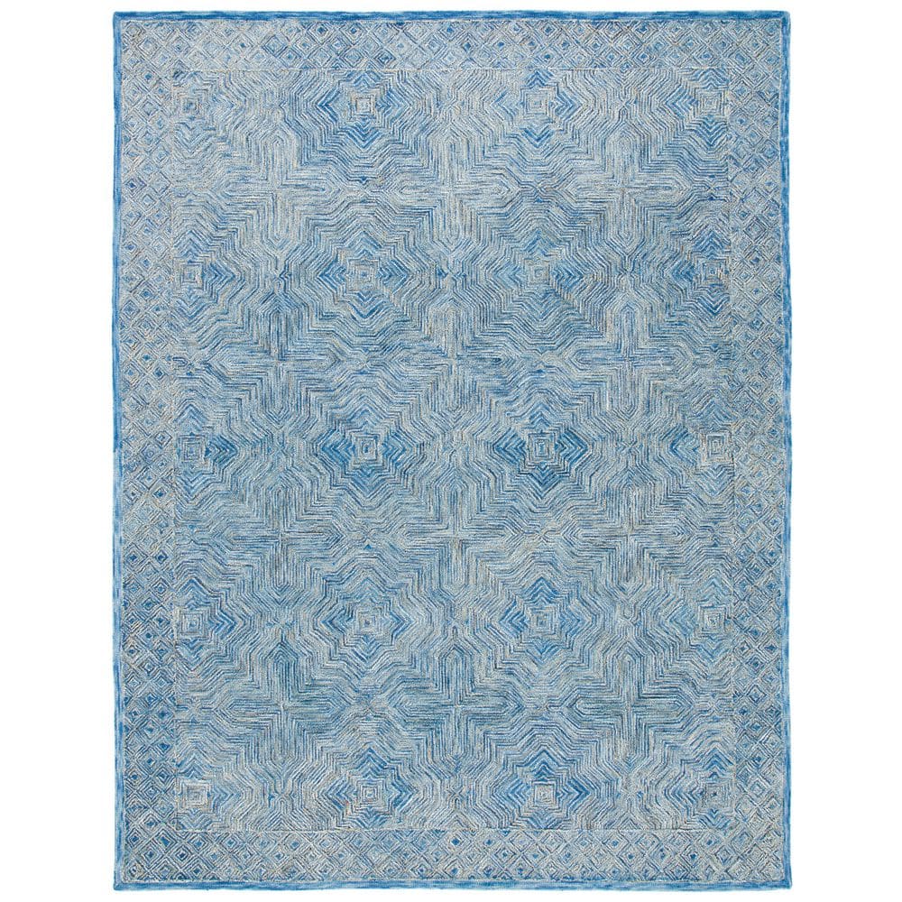SAFAVIEH MicroLoop Blue 8 ft. x 10 ft. Geometric Striped Area Rug