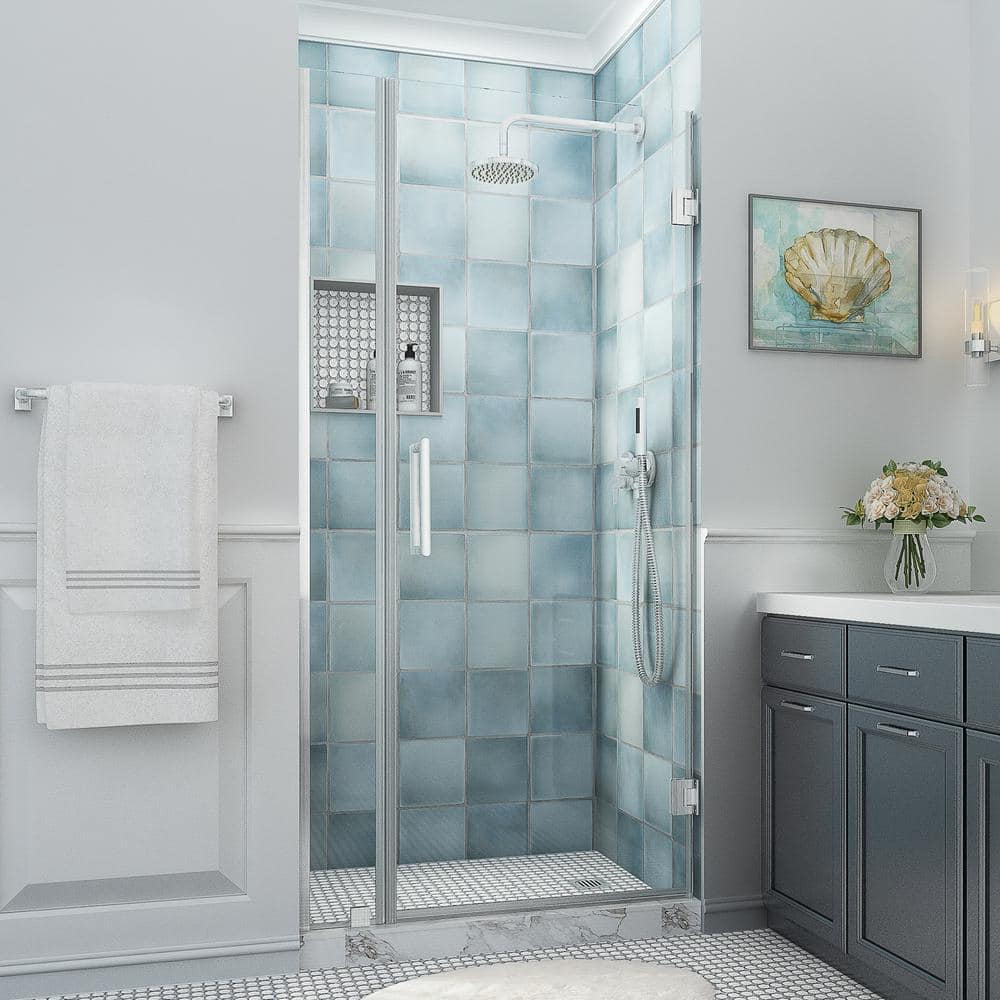 Belmore XL 35.25 - 36.25 in. W x 80 in. H Frameless Hinged Shower Door with Clear StarCast Glass in Stainless Steel price history on PriceWatchPro