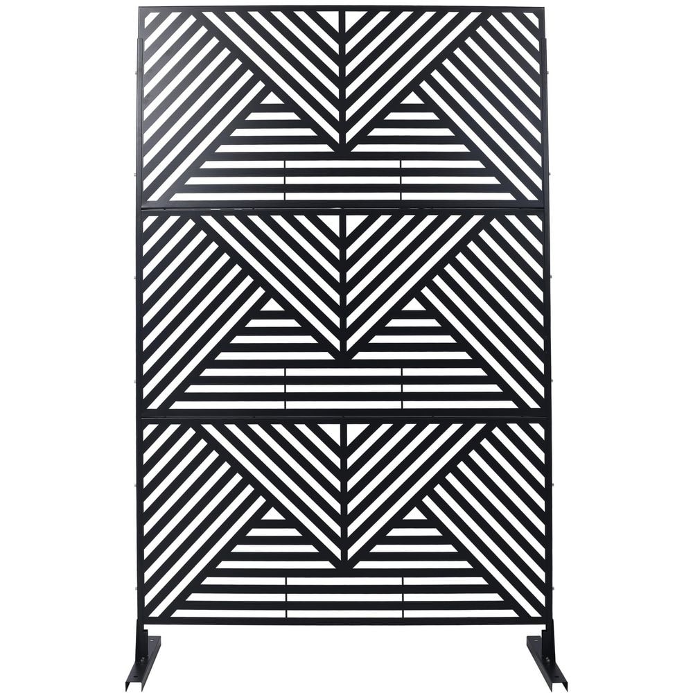 4 ft. x 6.33 ft. Black Outdoor and Indoor Freestanding Metal Privacy Screen Fence Panels for Lawn Garden (Not Composite) price history on PriceWatchPro