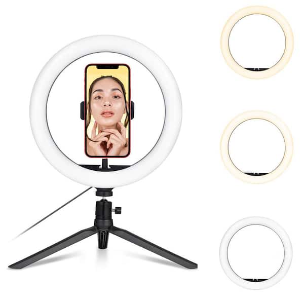 Inactief munitie Voorkeursbehandeling DARTWOOD Selfie Ring Light - 10 Inch LED with Adjustable Stand, Bluetooth  Remote and Cell Phone Holder for Apple & Android Phones 10inchLightLEDKitUS  - The Home Depot